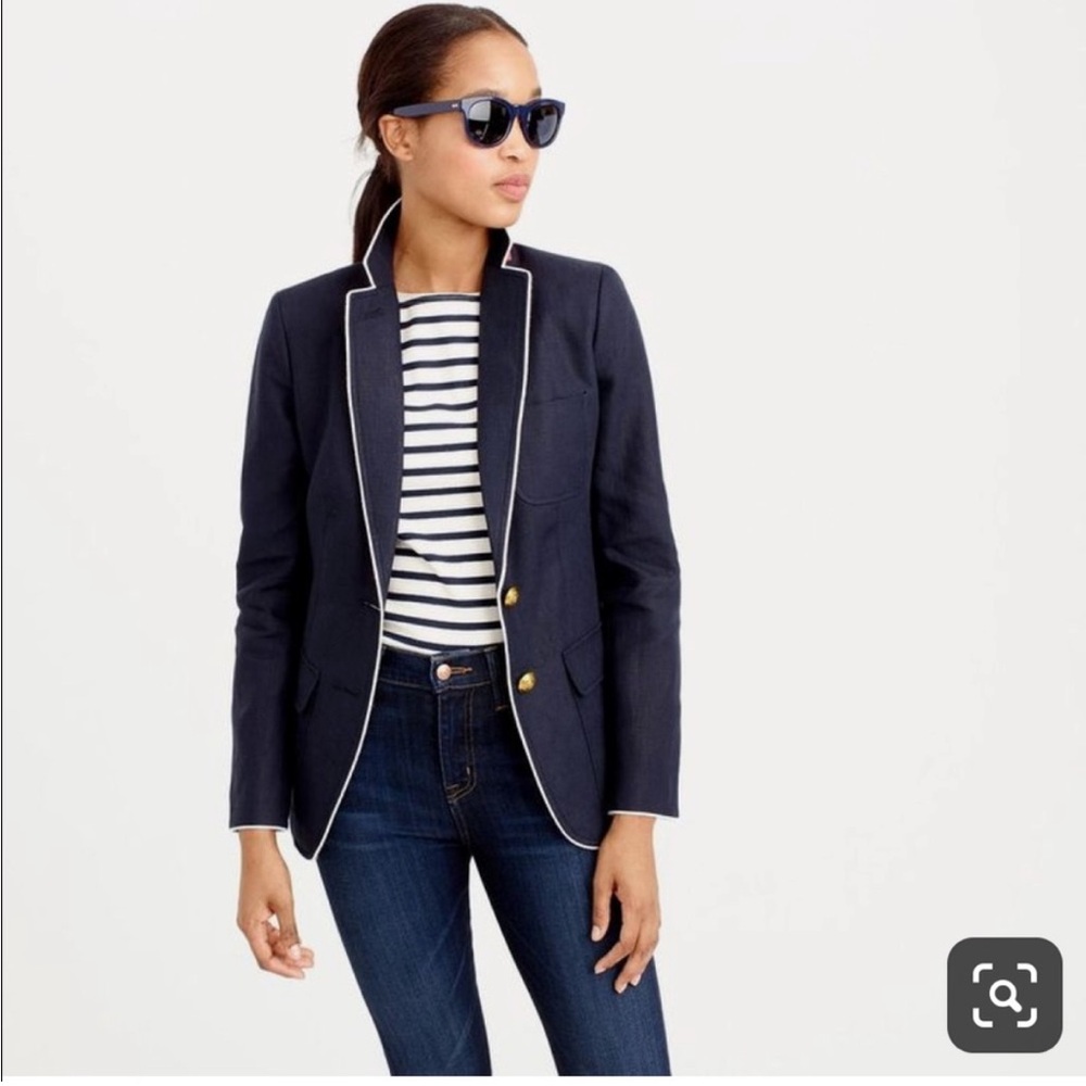 J. Crew Navy Blazer with White Trim